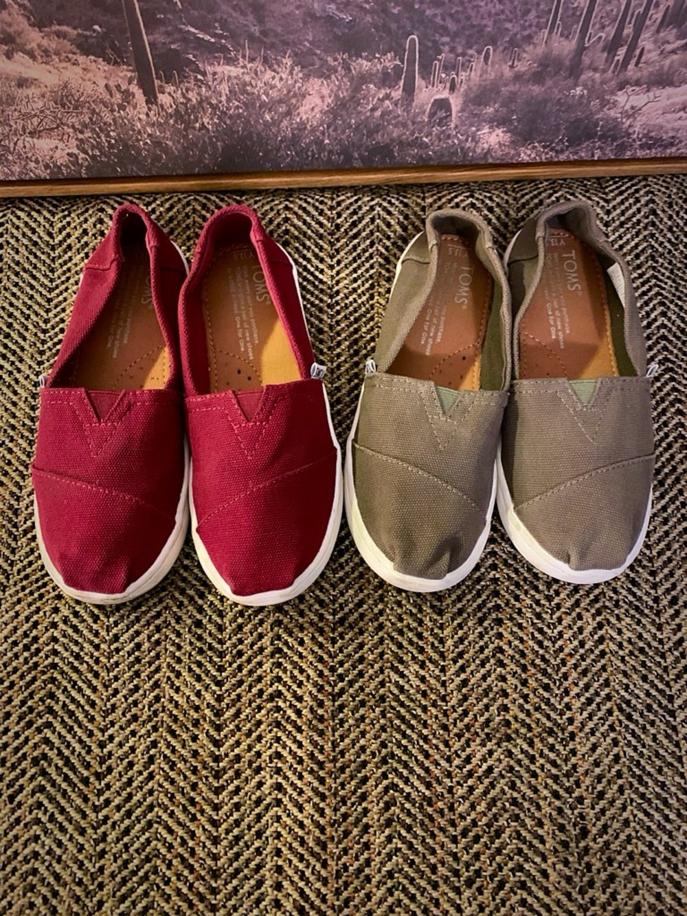 Bundle - Toms Kids Slip-On Canvas Sneakers in Red and Olive